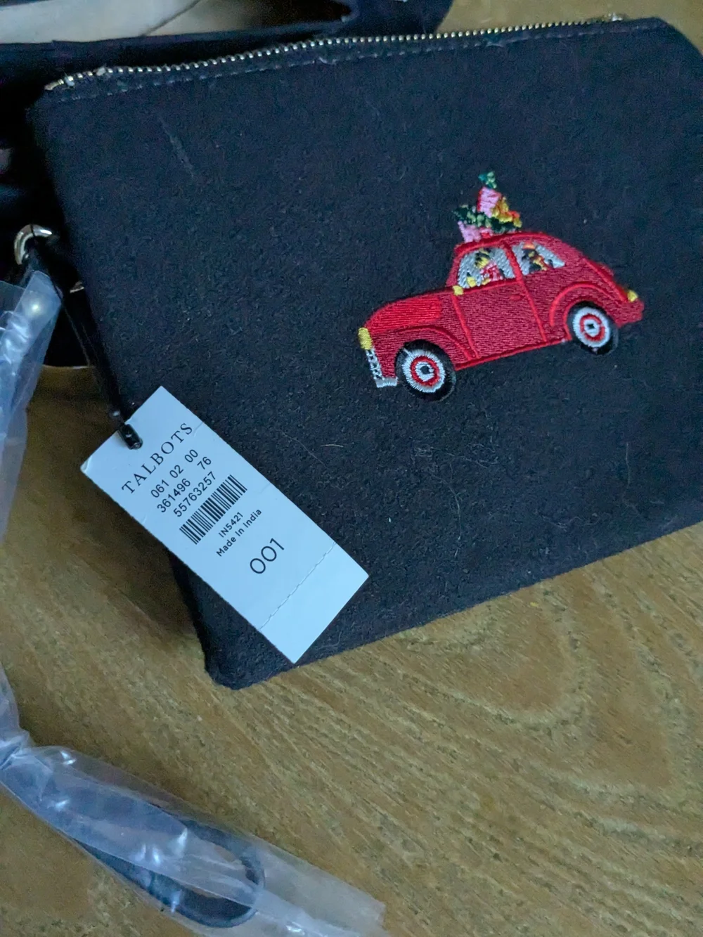 Talbots Black Suede Loafers And Clutch with Festive Holliday Red Car Embroidery
